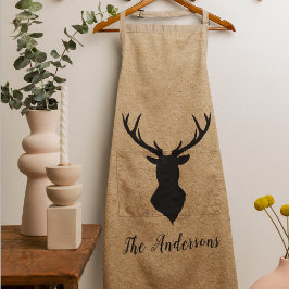 Rustic Black Deer | Kraft | Familienaam Schort