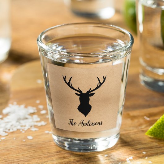 Rustic Black Deer | Kraft | Familienaam Shot Glas