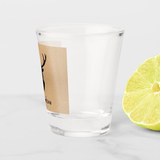 Rustic Black Deer | Kraft | Familienaam Shot Glas (Rechts)