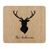 Rustic Black Deer | Kraft | Familienaam Snijplank (Voorkant)