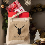 Rustic Black Deer | Kraft | Familienaam Tote Bag<br><div class="desc">Introductie van onze Rustic Black Deer op Kraft design,  een perfecte mix van tijdloze charme en gepersonaliseerde elegantie! Breng een vleugje rustieke charme en familiepride in uw huis of verras iemand speciaal met een uniek cadeau. Pas uw rustieke zwarte hert aan | Kraft | Familienaam product vandaag!</div>