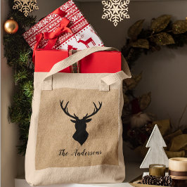 Rustic Black Deer | Kraft | Familienaam Tote Bag