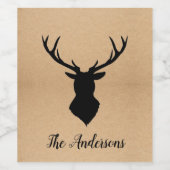 Rustic Black Deer | Kraft | Familienaam Wijn Etiket (Enkel label)