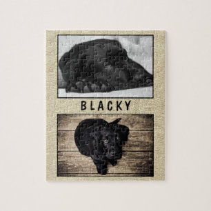 Rustic Black Dog Puppy 2 Photo Collage Legpuzzel