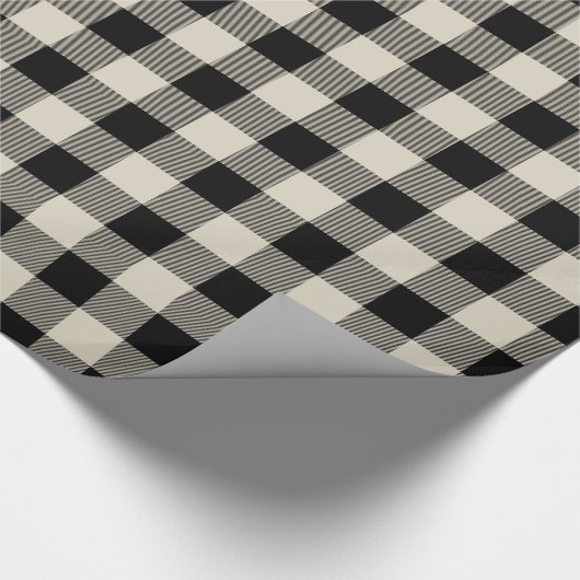 Rustic Black en Beige Buffalo Check Cadeaupapier (Hoek)
