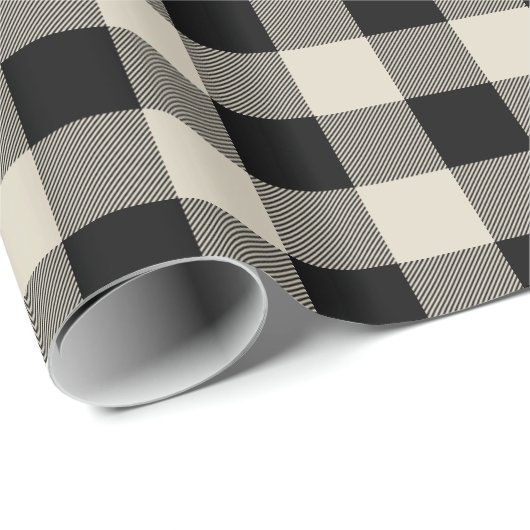 Rustic Black en Beige Buffalo Check Cadeaupapier (Rol Hoek)