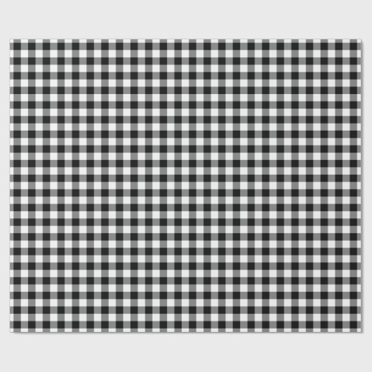 Rustic Black en White Gingham Pattern Cadeaupapier (Vlak)