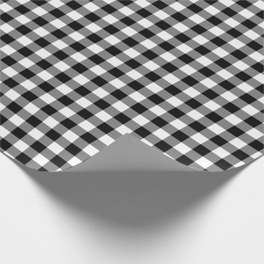 Rustic Black en White Gingham Pattern Cadeaupapier (Hoek)