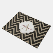 Rustic Black Faux Burlap Chevron Pattern Deurmat (Schuin)
