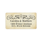  Rustic Black Flourish Wedding Address Etiket (Voorkant)