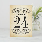  Rustic Black Flourish Wedding Table Number Kaart (Staand voorkant)
