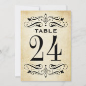  Rustic Black Flourish Wedding Table Number Kaart (Achterkant)