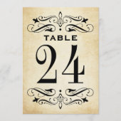  Rustic Black Flourish Wedding Table Number Kaart (Voorkant)