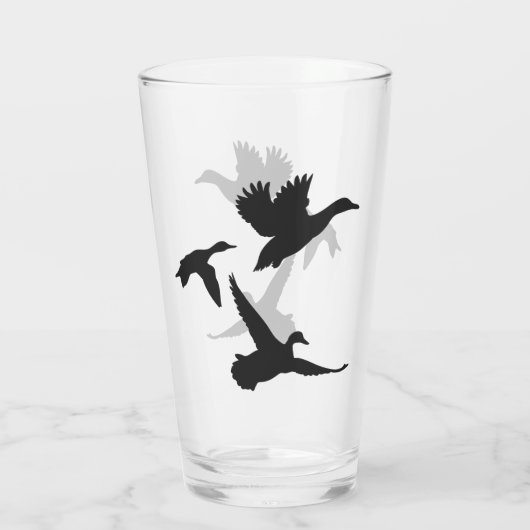 Rustic Black Flying Ducks Silhouette Glas (Achterkant)