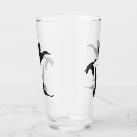Rustic Black Flying Ducks Silhouette Glas (Rechts)