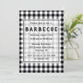 Rustic Black Gingham Farmhouse BBQ Party Kaart (Staand voorkant)