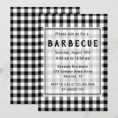 Rustic Black Gingham Farmhouse BBQ Party Kaart (Voorkant / Achterkant)