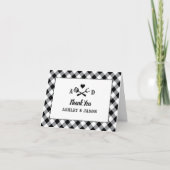 Rustic Black Gingham Plaid BBQ Wedding Monogram Bedankkaart (Voorkant)