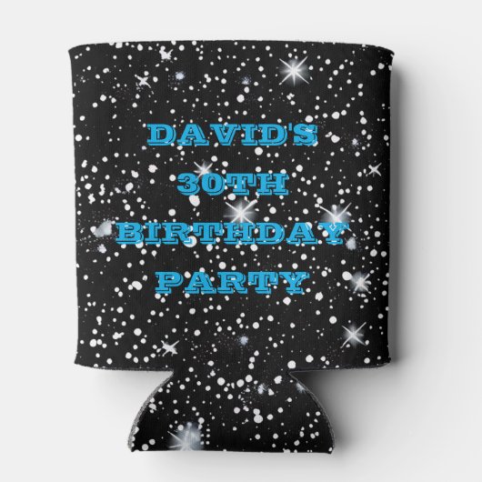 Rustic Black Glitter 30e verjaardag Retro Foto Blikjeskoeler (Achterkant)