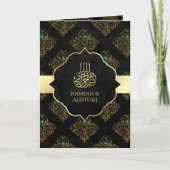  Rustic Black Gold Damask moslim Weduwschap (Voorkant)