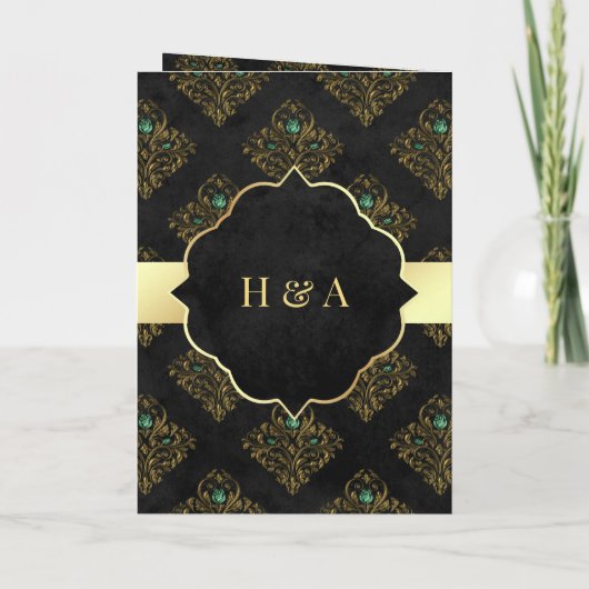Rustic Black Gold Damask moslim Weduwschap (Achterkant)