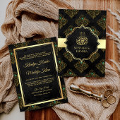 Rustic Black Gold Damask moslim Weduwschap Kaart
