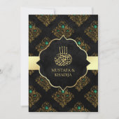  Rustic Black Gold Damask moslim Weduwschap Kaart (Voorkant)