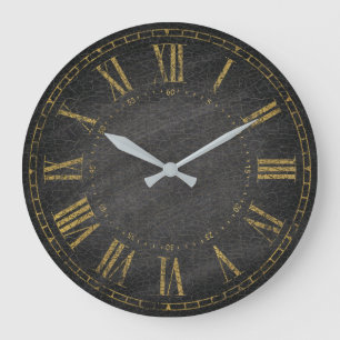 Rustic Black Gold Decorative Roman Numeral Grote Klok