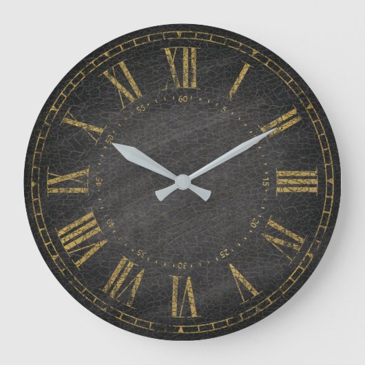  Rustic Black Gold Decorative Roman Numeral Grote Klok (Voorkant)