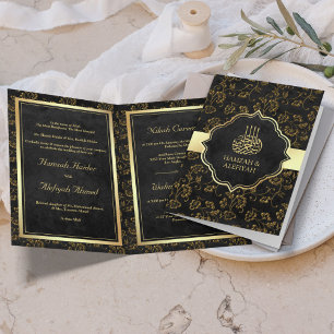  Rustic Black Gold Filigree Muslim Wedding