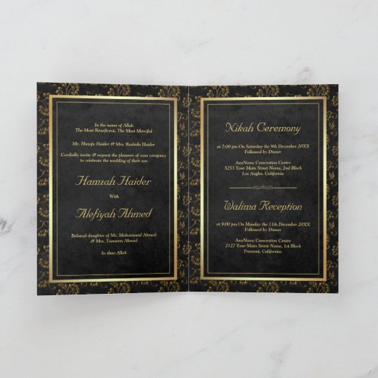  Rustic Black Gold Filigree Muslim Wedding (Binnen)