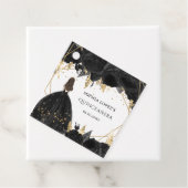 Rustic Black Gold Floral Princess Quinceanera Bedankjes Labels (In situ)