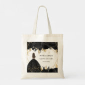 Rustic Black Gold Floral Princess Quinceanera Tote Bag (Achterkant)