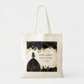 Rustic Black Gold Floral Princess Quinceanera Tote Bag (Voorkant)