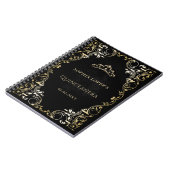 Rustic Black Gold Princess Tiara Quinceanera Notitieboek (Linkerzijde)