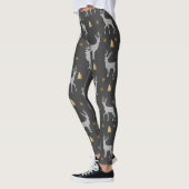 Rustic Black Gold Winter Deer Woodland Pattern Leggings (Links)