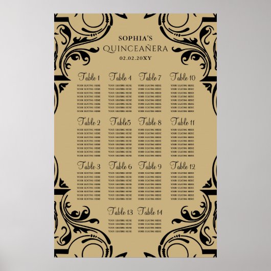 Rustic Black Gold zitplan poster (Voorkant)