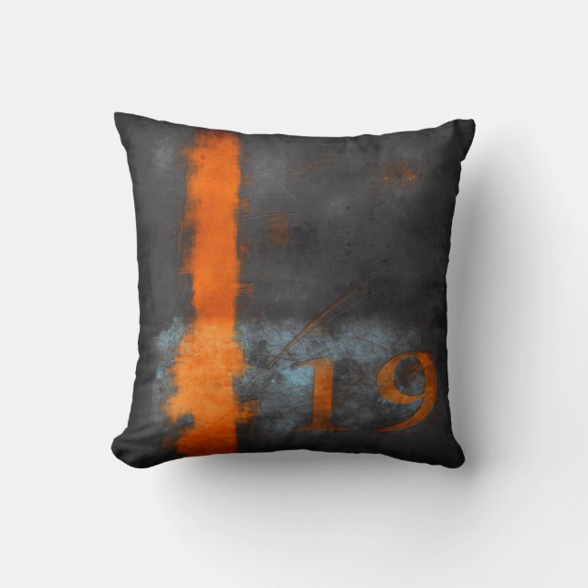 Rustic Black Grey Oranje met een streep en 19 Kussen (Voorkant)