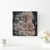 Rustic Black Grunge Texture Workshop Garage Vierkante Klok (Huis)