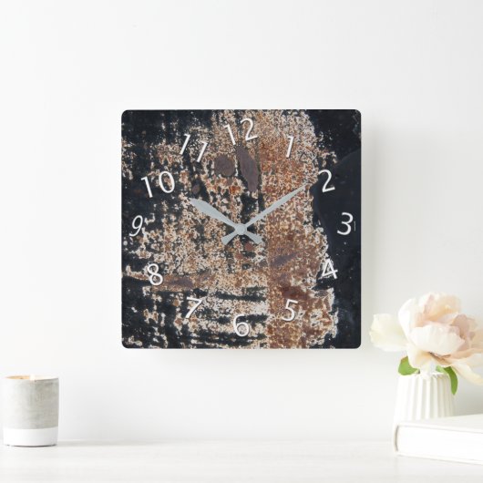 Rustic Black Grunge Texture Workshop Garage Vierkante Klok (Huis)