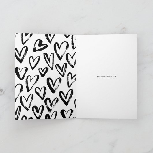 Rustic Black Hearts Pattern Happy Valentine's Day Feestdagen Kaart (Binnen)