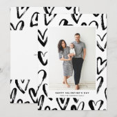 Rustic Black Hearts Pattern Happy Valentine's Day Feestdagenkaart (Voorkant / Achterkant)