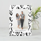 Rustic Black Hearts Pattern Happy Valentine's Day Feestdagenkaart (Staand voorkant)