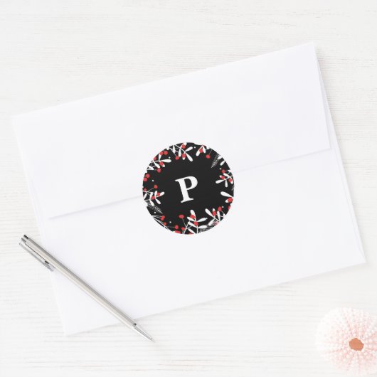 Rustic Black Holiday Ronde Sticker (Envelop)