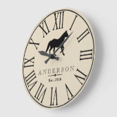 Rustic Black Horse Silhouette & Family Name Grote Klok (Hoek)