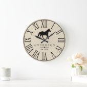 Rustic Black Horse Silhouette & Family Name Grote Klok (Huis)