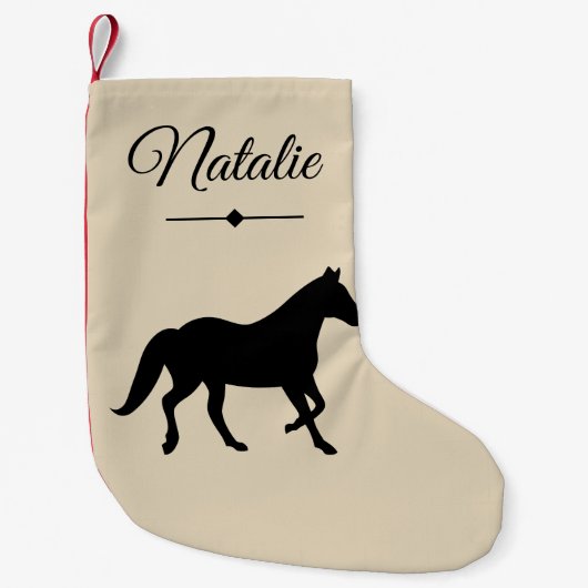 Rustic Black Horse Silhouette & Naam Kleine Kerstsok (Voorkant)