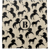 Rustic Black Horse Silhouettes | Gepersonaliseerd Douchegordijn (Voorkant)