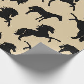 Rustic Black Horse Silhouettes & Taupe Cadeaupapier (Hoek)