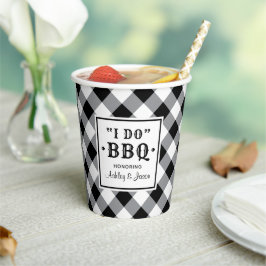 Rustic Black I Do BBQ Custom Wedding Monogram Papieren Bekers